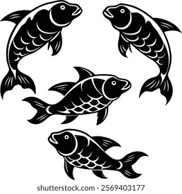 fish silhouette vector art and illustration.