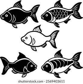 fish silhouette vector art and illustration.