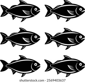 fish silhouette vector art and illustration.