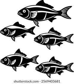 fish silhouette vector art and illustration.