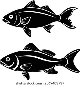 fish silhouette vector art and illustration.