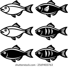 fish silhouette vector art and illustration.