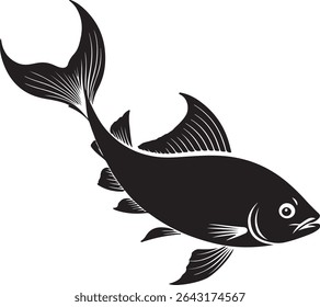 Fish Silhouette Vector Art Illustration