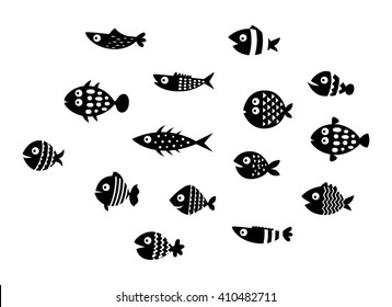 fish silhouette vector collection. Illustration vector of different kinds of Fish Silhouette. Cute graphic design of fish in ocean