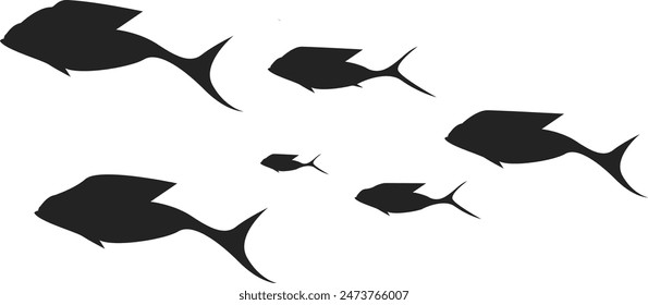 Fish Silhouette Vector Flat Design Background