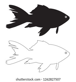 Fish silhouette Vector Icon, Fish Outline Vector Icon Set