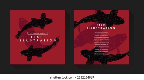 Fondo de la ilustración del vector de silueta de pescado