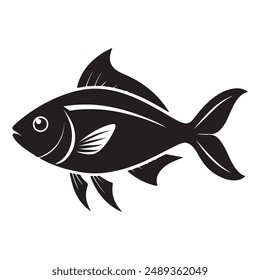 Fish silhouette vector illustration on a white background.