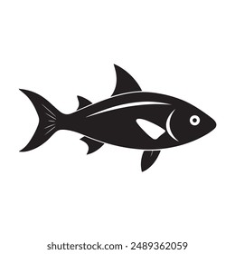 Fish silhouette vector illustration on a white background.
