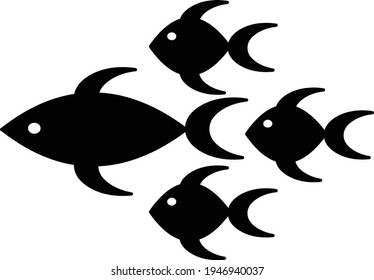 Fisch-Silhouette-Vektorgrafik einzeln auf weißem Hintergrund