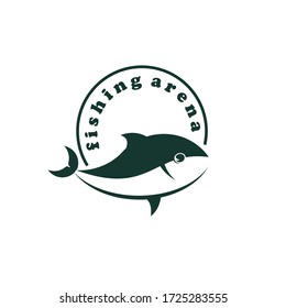 Fish silhouette vector logo with circle frame good for sport club logo or company identity isolated on white background