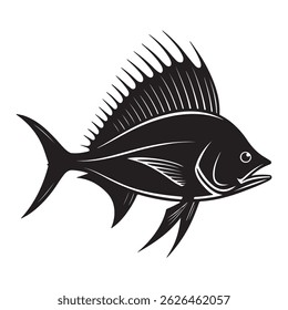 fish silhouette vector on white background