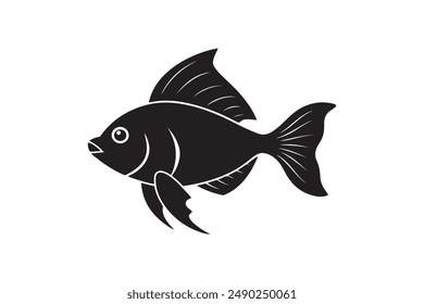 Silueta de pescado estilo de Vector con fondo blanco nuevo