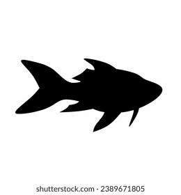 Vector de silueta de pescado. La silueta de peces tropicales puede utilizarse como icono, símbolo o signo. Icono de pescado de agua dulce para diseño relacionado con animales, fauna o flora submarina