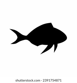 Fish silhouette vector. Tropical fish silhouette can be used as icon, symbol or sign. Freshwater fish icon for design related to animal, wildlife or underwater