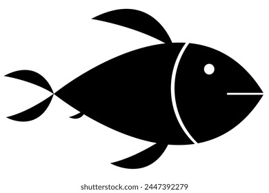 Siluetas de peces, fondo abstracto. pintado a mano Peces negros y aislados. Fondo blanco. Dibujos animados de animales acuáticos. Diseño gráfico de pescado o atún.