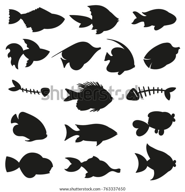 Fish Silhouettes Big Vector Set Isolated Stock Vector (Royalty Free ...