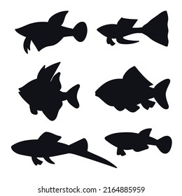 Fish Silhouettes Black White Icons Vector Stock Vector (Royalty Free ...