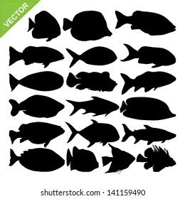 Fish silhouettes vector