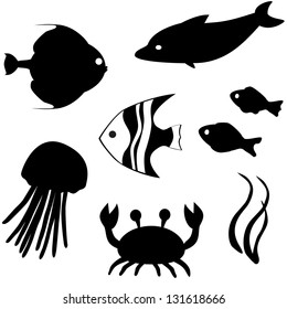 Fish silhouettes vector set 3