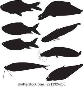 Fish Silhouettes Vector. This is an eps file.