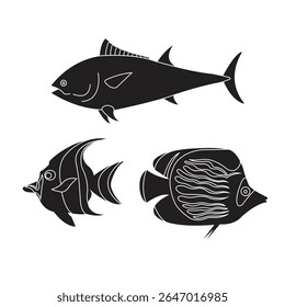 fish silhoutte vector art design illustration