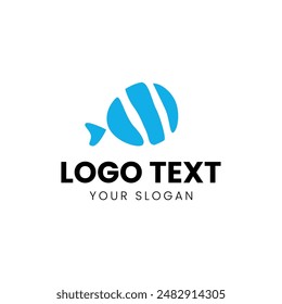 Fish Simple Blue Logo Design Vector