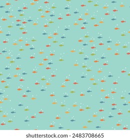 Fish in a Simple Colorful Seamless Pattern Design