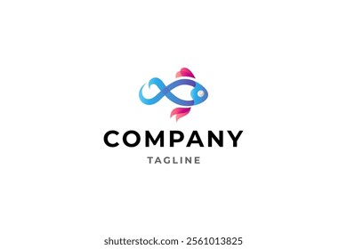 Fish simple and creative logo design template