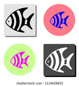 Fish. simple flat vector icon illustration on four different color backgrounds