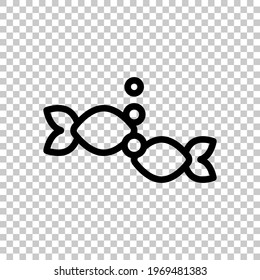 Fish, simple icon. Black editable linear symbol on transparent background