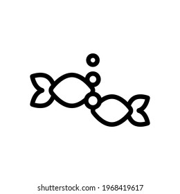 Fish, simple icon. Black linear icon with editable stroke on white background