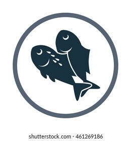 Fish simple icon on the background