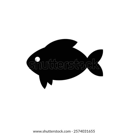 Fish simple icon. Stylized black fish on white background.
