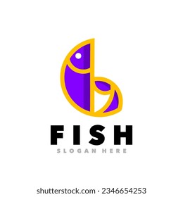 Fish simple logo design template