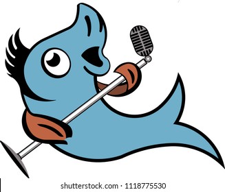the fish singing into the microphone
