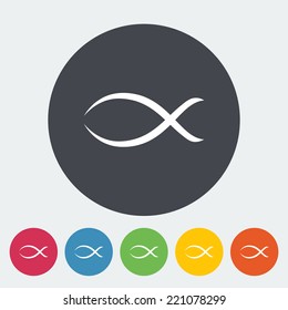 Fish. Single flat icon on the circle. Vector illustration.