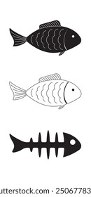 Fish. Fish skeleton. Animal. Illustration.