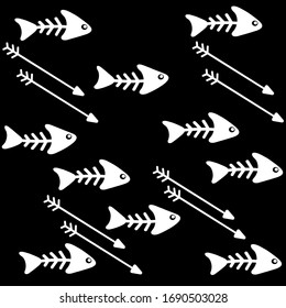 Esqueleto de pescado. Flecha. Ilustración vectorial simple negra