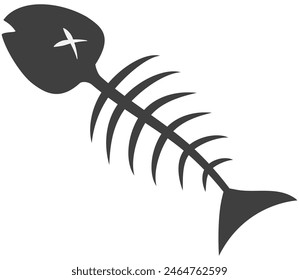 Fish skeleton black flat icon vector illustration isolated on white background.