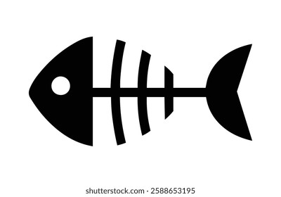 Fish skeleton black icon, isolated on white background. Vector illustration