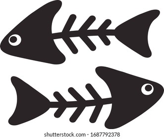 Fish skeleton. Black simple vector illustration