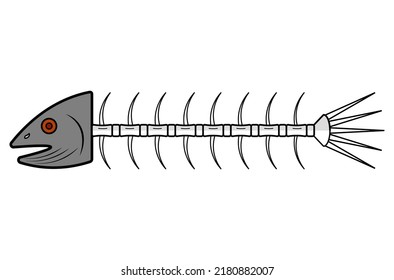 fish skeleton with black stroke
