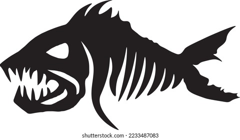 Fish Skeleton Black and White