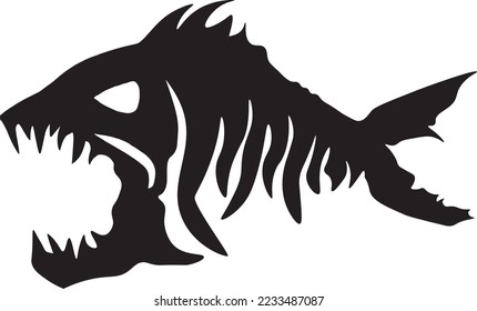 Fish Skeleton Black and White