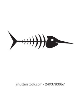 fish skeleton bone icon vector illustration logo design