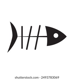 fish skeleton bone icon vector illustration logo design