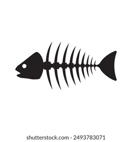 fish skeleton bone icon vector illustration logo design