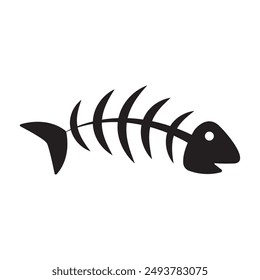 fish skeleton bone icon vector illustration logo design