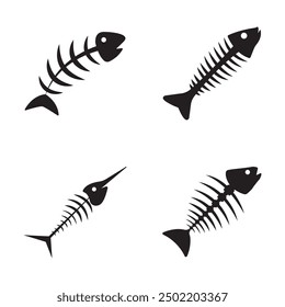 fish skeleton bone icon vector illustration logo design